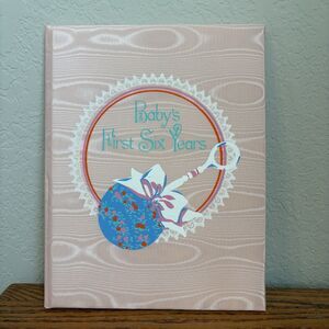 Vintage Baby's First Six Years Pink Satin Baby Book Unused